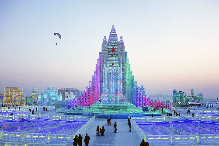 Τhe Harbin Ice-Snow World in Harbin, northeast China's Heilongjiang Province.