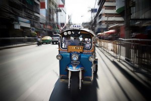 Thailand’s iconic tuk-tuk in a deserted street