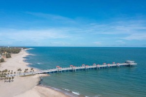  Stretching over 270 metres into the East Sea, the pier is a first for Vietnam.