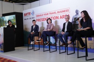 Panelists from left to right (Mr. Keith Tan, Chief Executive, Singapore Tourism Board, Ms. Thien Kwee Eng, CEO, Sentosa Development Corporation, Mr. Peh Ke Wei, Vice President, Market Development, Changi Airport Group (CAG) and Ms. Jean Choi, Chief Sales & Marketing Officer, Mandai Wild Group.