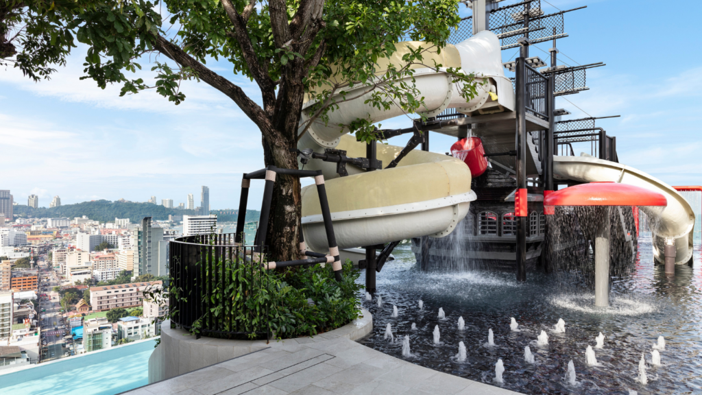 Water park in Pirate theme at the rooftop