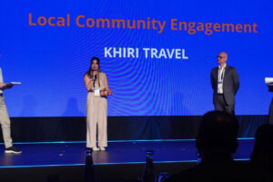 Khiri Travel’s Brand Director, Marsha Niemeijer, collected the Changemaker award on stage at the Web in Travel (WiT) conference in Singapore.