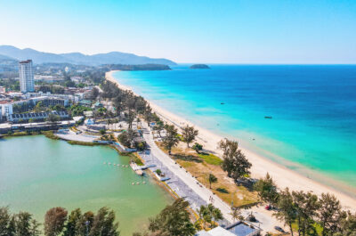 Karon Beach in Phuket, Thailand is famous for its pristine sandy shores and azure waters.