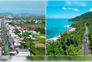 Traffic woes: Phuket (left) on the main thoroughfare through the island and the road between Sichon and Khanom (right)