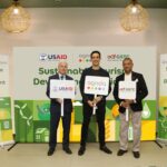(Left to Right) Dr Bryan Byrne, USAID/India Development Partnerships and Innovations Office, Director; Mr. Omri Morgenshtern, CEO, Agoda; Mr. CB Ramkumar, Vice Chair, GSTC