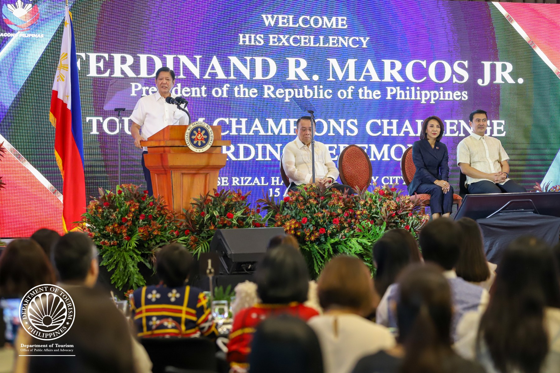 President Ferdinand Marcos, Jr. leads the awarding the awarding ceremony of the Department of Tourism’s flagship program, Tourism Champions Challenge (TCC).
