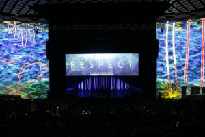 ICC Sydney's immersive audio visual projection in Darling Harbour Theatre.